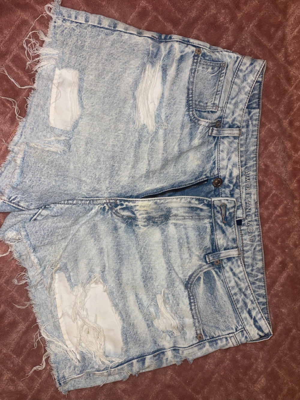 American Eagle Outfitters Light Wash Distressed Denim Shorts